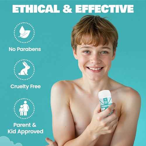 Fresh Kidz Deodorant Stick for Kids and Teens - Baking Soda and Aluminum-free 24 Hour Protection for Sensitive Skin - Unscented "Green", 2.65 oz / 75 g