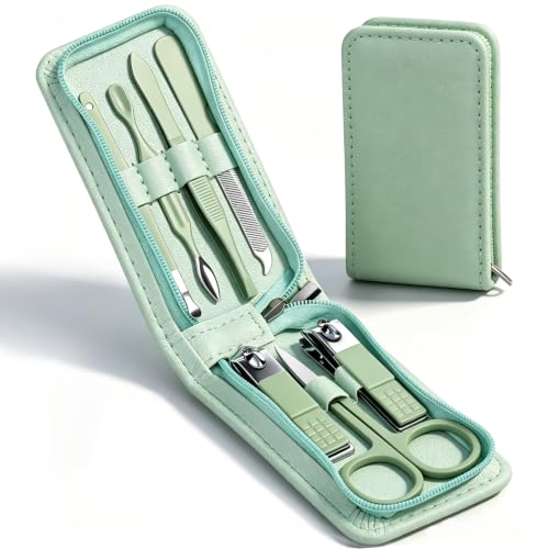 7-Piece Stainless Steel Manicure Set with Leather Case