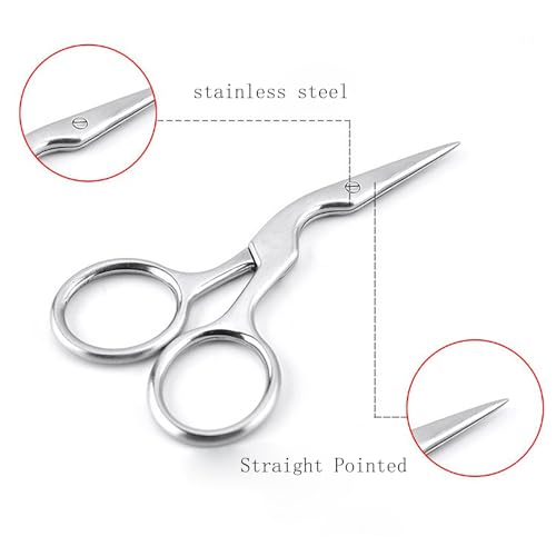Silver Eyebrow Shaping Scissors and Brush Set - Stainless Steel Grooming Tool for Women and Men