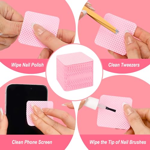 Pink Lint Free Nail Wipes - 540PCS Nail Polish Remover Pads for Manicure
