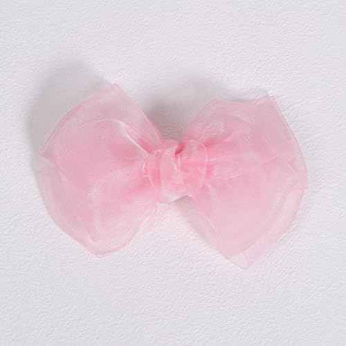 Pink Hair Bows Barrettes Mesh Bow Clips 4" Organza Double Tulle Bowknot Hairpins Handmade Birthday Dress outfit Decor Accessories Gift for Teens Toddler Girls Children Kids Women