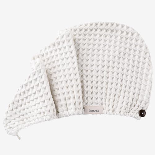 Japanese Cotton Hair Drying Towel Wrap with Button | Quick-Dry
