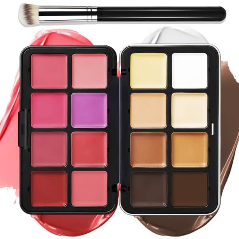 16-Color Cream Blush Contour Palette with Brush
