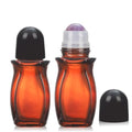 RAMFIYN Purple 50ml Amber Glass Roll-On Bottles for Essential Oils, Refillable Quartz Rollerball, Indoor Use