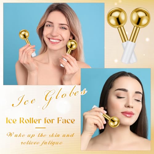 Baderke Stainless Steel Ice Globes for Face - Cooling Roller Set