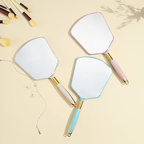 Hand Held Mirror with Handle 6x6.8 White