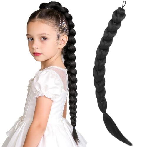 24 Inch Black Braided Ponytail Extension for Daily Wear