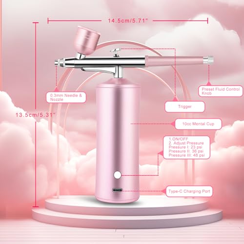 Airbrush Kit with Compressor for Nails & Skin Hydration