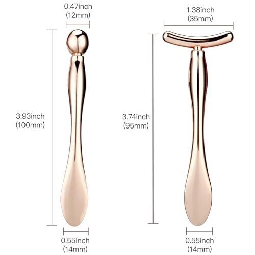 LISAPACK 2PCS Metal Eye Cream Applicator Wand Stick, Massager Tool for Facial Massage, Reduce Puffiness (Rose Gold)