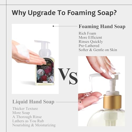 ROMIIE ZOI Foaming Hand Soap Refill Gift Set ? 3 Pack (1000ML Each) with Dispenser ? Ebony Rose Scent ? Gentle & Moisturizing Plant-Based Formula ? Bulk Refill Bottles for Bathroom & Kitchen Use