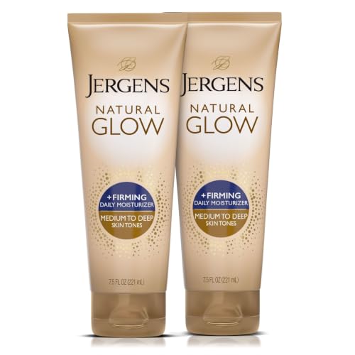 Jergens Natural Glow +Firming Self Tanner Lotion, Med-Deep, 7.5oz (2-Pack)