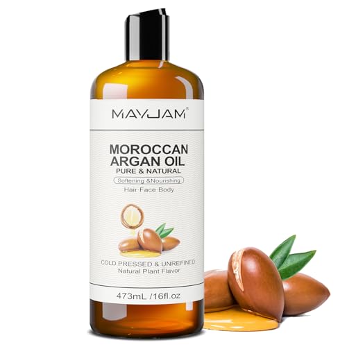 MAYJAM 16 Oz Organic Moroccan Argan Oil for Skin Hair Face & Body Moisturizer