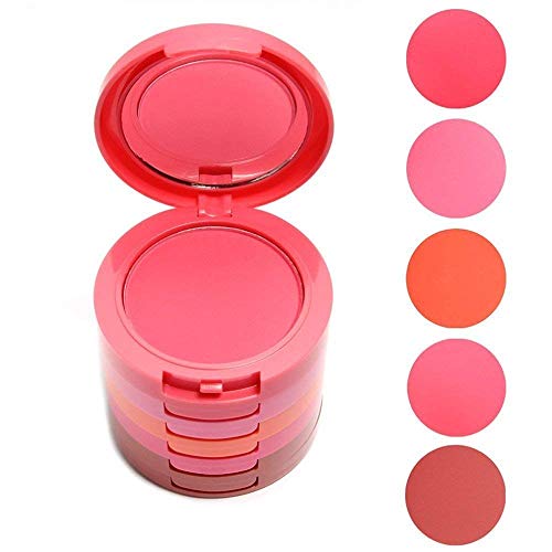 5 Color Blush Palette with Mirror & Brush - Pigmented Powder