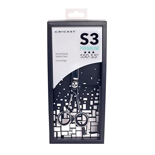 Cricket S3 Premium Series 550 Professional Hair Cutting Shears - High-Performance Swedish Steel, Convex Edge Blades, Adjustable Tension Knob - Durable, Precision Styling Scissors ? 5.5 Inch