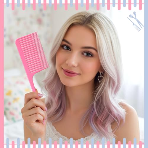 Patelai 6 Pack Pink Highlighting Hair Combs for Weaving & Styling (Classic Style)