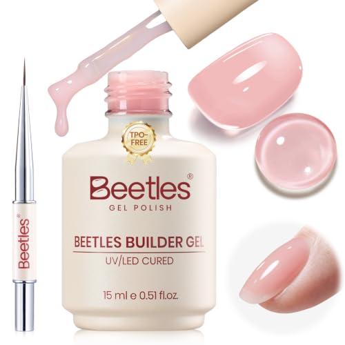 Beetles Builder Gel for Nails C-Rose Pink Soft Nectar 15ml with Nail Art Brush
