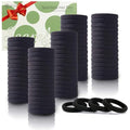 100 Pack Black Seamless Elastic Hair Ties - No Damage