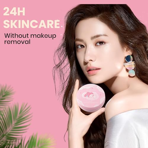 Club Suppin Translucent Pressed Powder set, Long Lasting, Hydrating, Overnight Skincare Setting Powder, Finishing Powder for face, Japanese Makeup, Pastel Rose, Sanrio My Melody