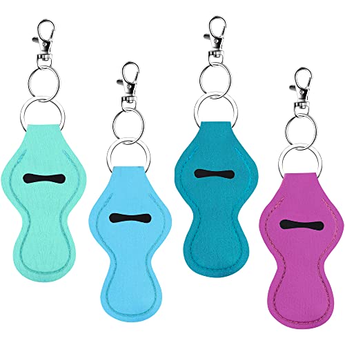 Duufin 20 Pieces Chapstick Holder Keychains with 20 Pieces Metal Clip Cords for Chapstick Tracker and Safeguard