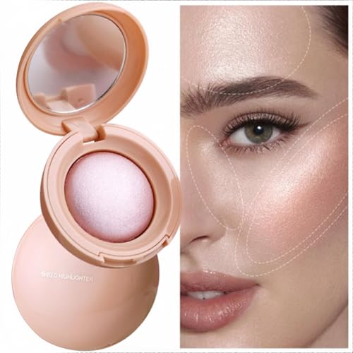 MAEPEOR Baked Highlighter Buildable Lightweight Natural Look Baked Highlighter Powder Palette, Highlight Face for a Shimmery or Matte Finish (Color 02)