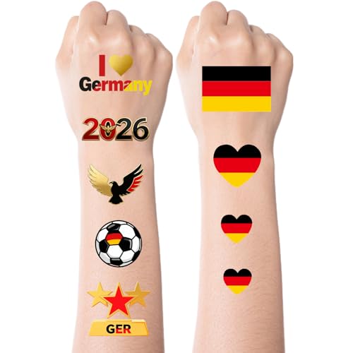 Germany Flag Temporary Tattoos - 10 Sheets Waterproof Stickers