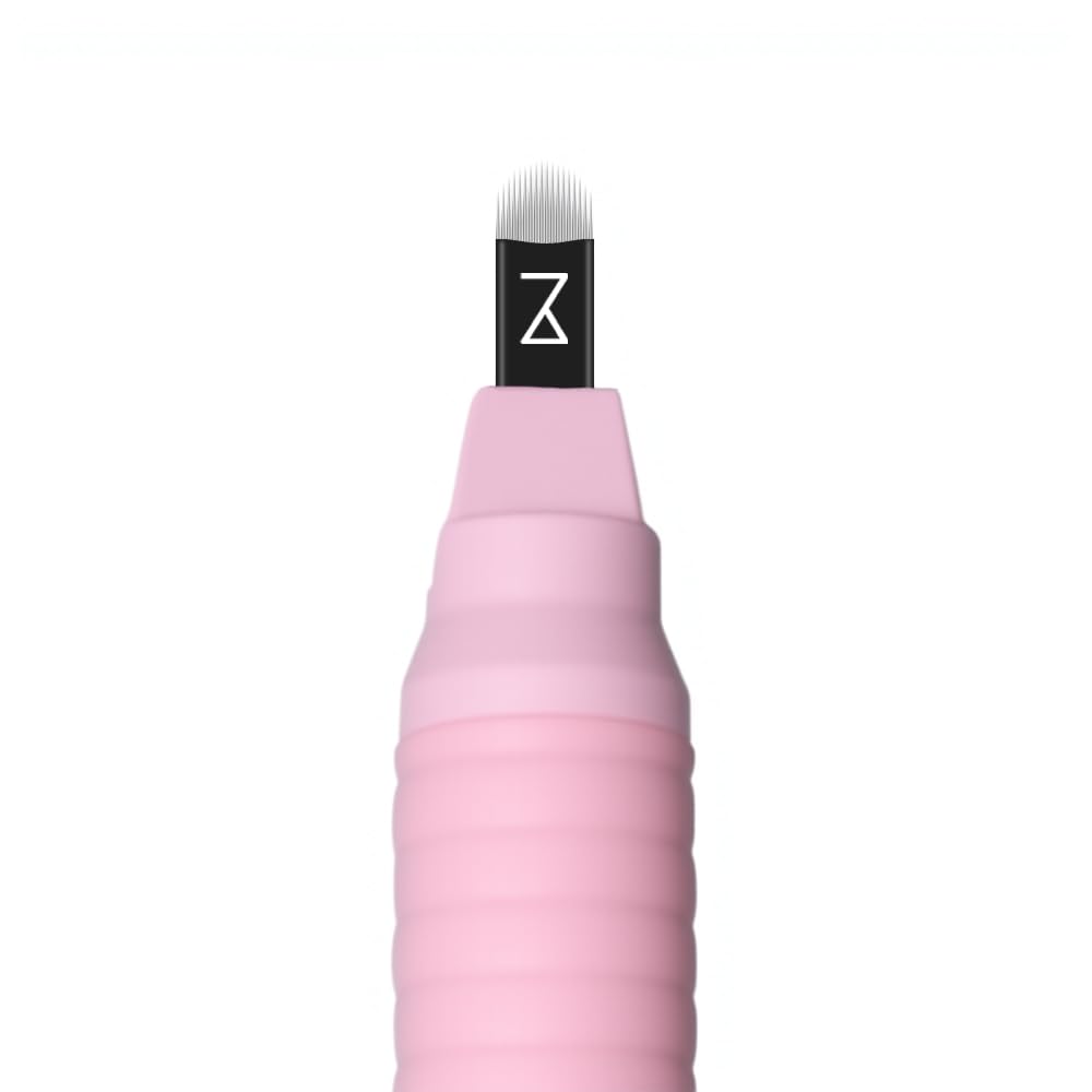 M Mellie's Signature Microblading Eyebrow Pen (Pack of 10) - Disposable Microblading Pen with Sterilized Blade, Comfortable Rubber Grip and Pigment Sponge for Flawless Bro (U18 NANO .15mm, Pink)