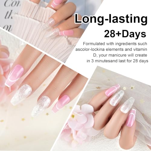 Glitter White Nail Dip Powder - 1 oz Long-Lasting Pro Manicure