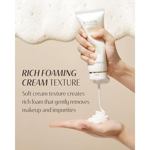 DR.PEPTI Galacto Cleansing Foam - Korean Face Wash with Fermented Galactomyces, Peptides - Exfoliating and Removes Sebum - Rich Creamy Bubble Foam Gentle Daily Cleanser, 3.72 fl.oz.