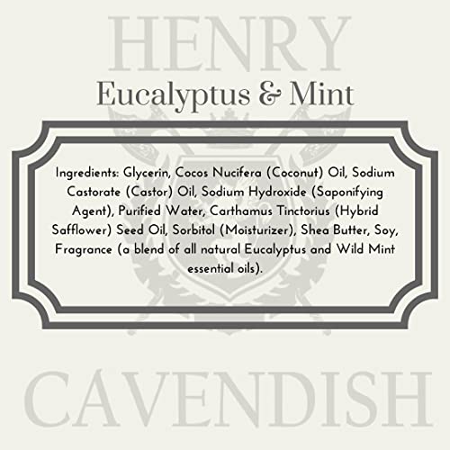 Henry Cavendish Eucalyptus Mint Shaving Soap with Shea Butter & Coconut Oil. Long Lasting 4 oz Puck Refill. Himalaya Fragrance. All Natural. Rich Lather, Smooth Shave. For Ladies and Gentlemen.
