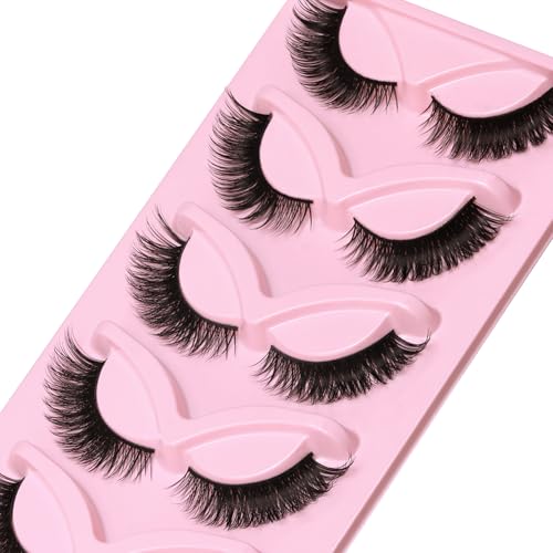 Veleasha Cat Eye Lashes 5 Pairs - Faux Mink False Eyelashes