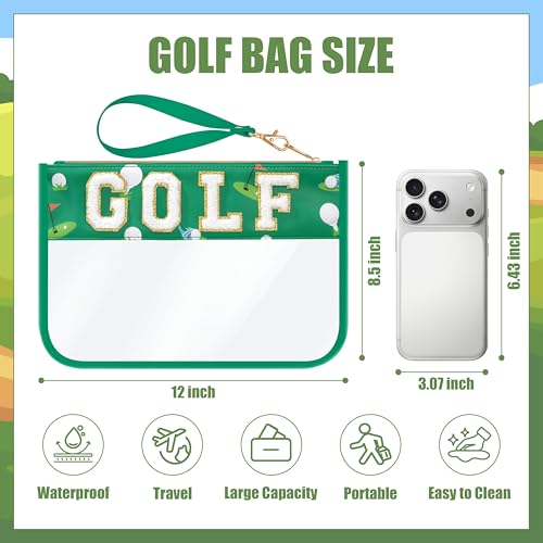 Clear Golf Makeup Bag with Chenille Letter Patch