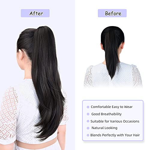 24" Claw Clip Ponytail Extension - Straight Synthetic Hair
