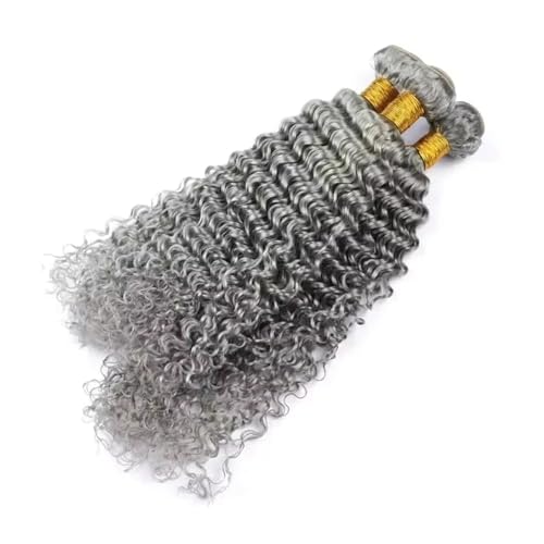 Grey Deep Wave Human Hair Bundles 30 32 34 Inch