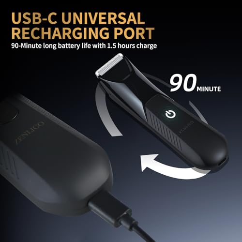 ZENLICO Body Hair Trimmer for Men - Ceramic Blade with USB-C Charging