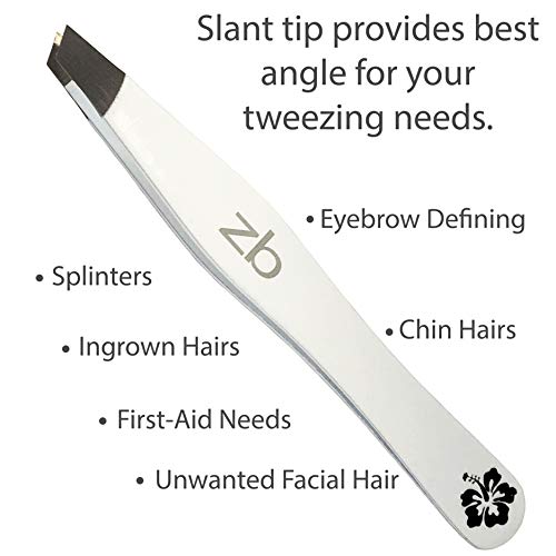 Zizzili Basics Aloha Slant Tweezers - Precision Eyebrow & Facial Hair Removal