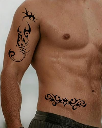 30-Piece Tribal Temporary Tattoos for Adults - Black Waterproof