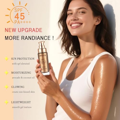Waterproof SPF 45 Body Shimmer Oil with Glow - Diamond Platinum Variation