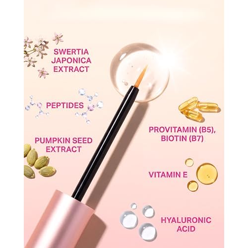 Eyelash Growth Support Serum, Promotes Fuller & Longer Lashes, Korean Skincare Driven Multi Peptide Infused Formula, Includes Biotin, Vitamins, Fragrance Free, Advanced Nourishment