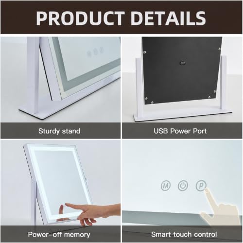 LED Makeup Mirror 13.2" with Smart Touch & 3 Light Modes