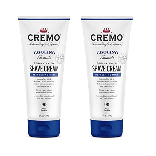 Cremo Barber Grade Cooling Shave Cream, Astonishingly Superior Ultra-Slick Shaving Cream Fights Nicks, Cuts And Razor Burn, 6 Fl Oz, WHITE & Astonishingly Superior Razor Refills,
