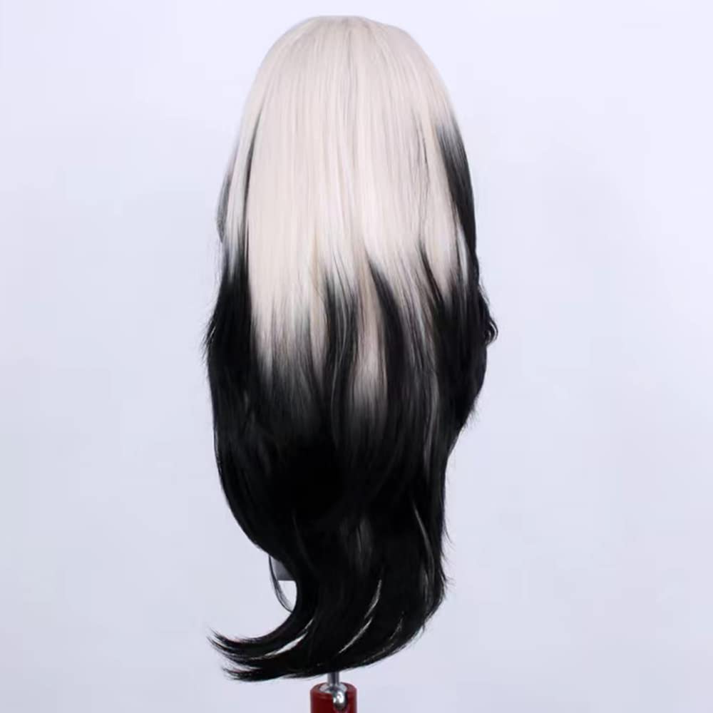 RONGDUOYI Ombre Color Synthetic Lace Front Wig for Women 13x4 Glueless Natural Straight Platinum Black Lace Wig Glueless Natural Hairline Synthetic Daily Wear Costume Party