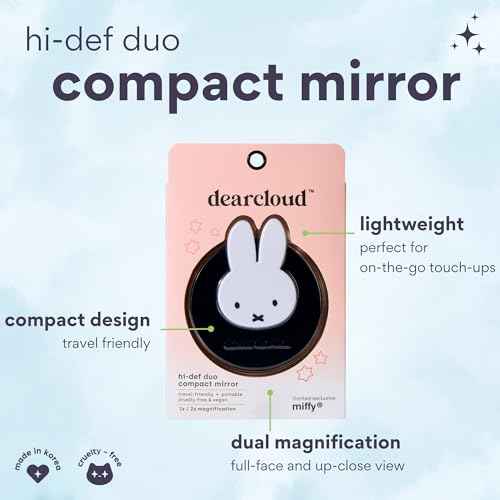 dearcloud Miffy Hi-Def Duo Compact Mirror - Travel-Friendly, Dual Magnification