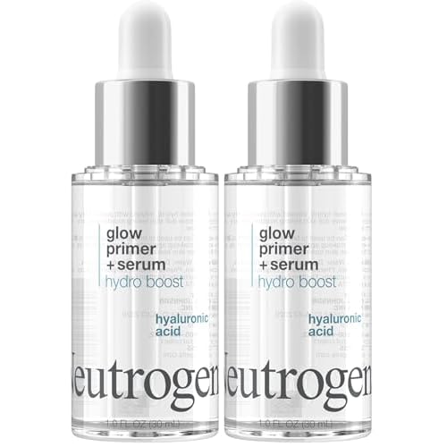 Neutrogena Hydro Boost Glow Booster Primer & Serum, Hydrating & Moisturizing Face Serum-to-Primer Hybrid, Infused with Purified Hyaluronic Acid & Designed to Instantly Hydrate, 1.0 fl. oz (Pack of 2)