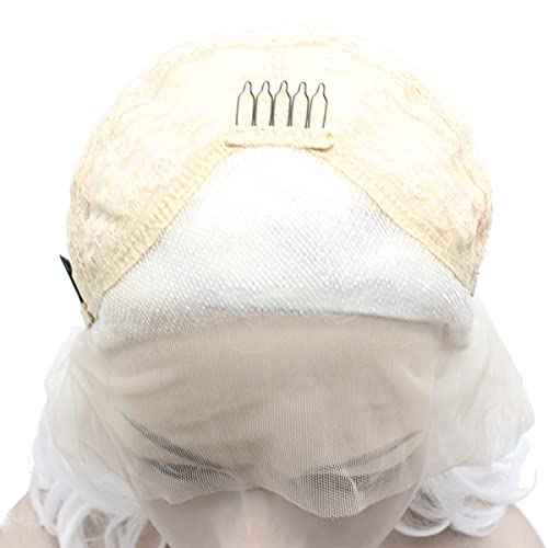 MX angel Shoulder Length Wavy White Lace Front Costume Party Wig