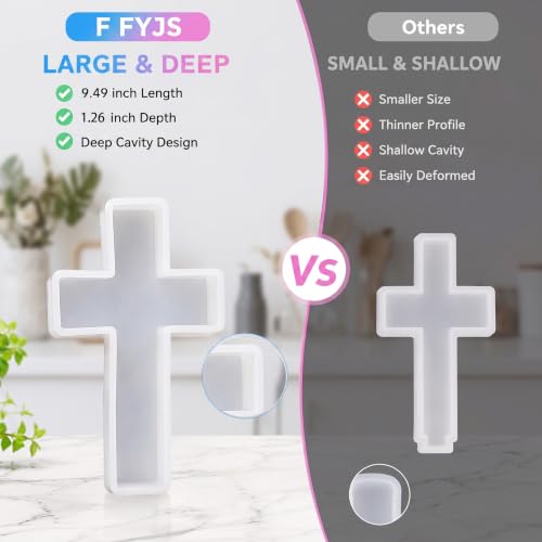 9in Halloween Resin Cross Mold - Deep Cross Silicone for Epoxy Resin