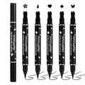Double-Sided Eyeliner Stamp Pen Set - Waterproof, 5 Shapes