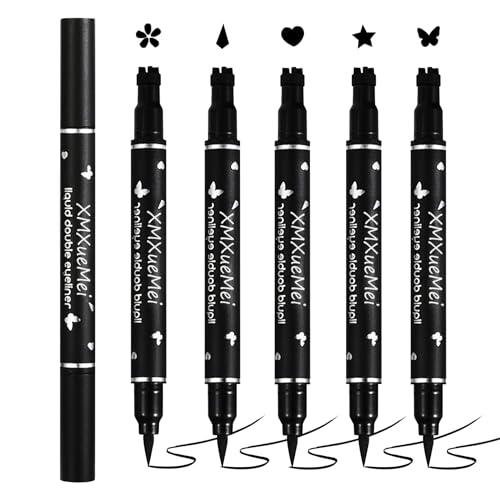 Double-Sided Eyeliner Stamp Pen Set - Waterproof, 5 Shapes