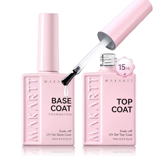 Makartt Gel Base and Top Coat Set - No Wipe Diamond Shine Gel Polish 15ml