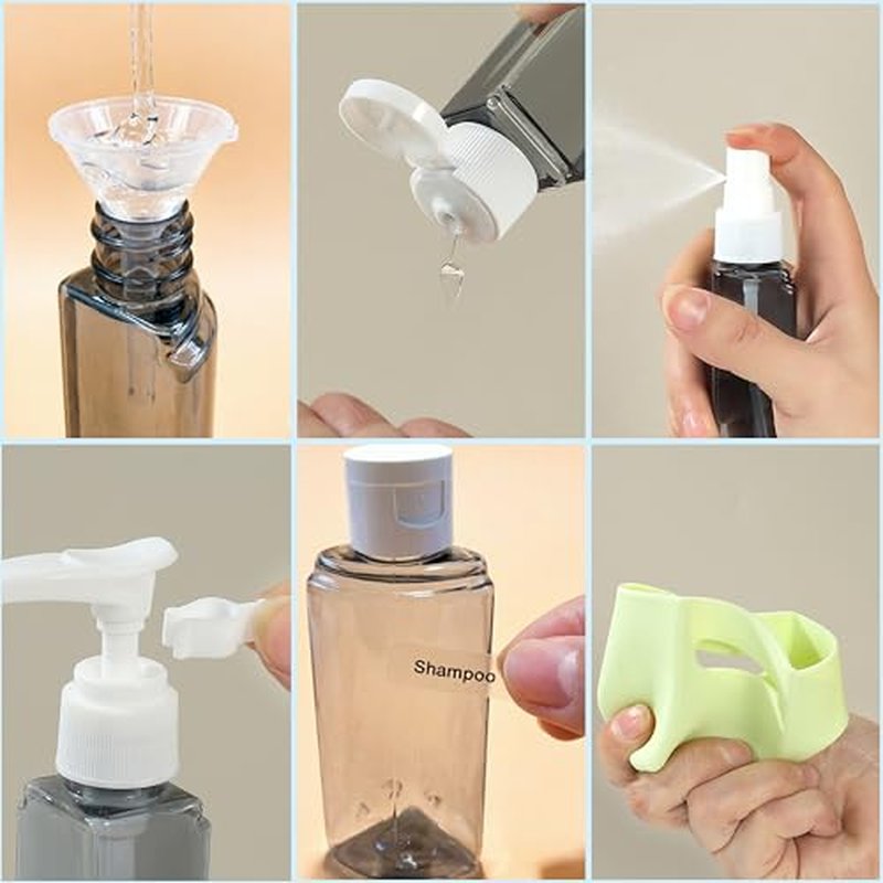 4-in-1 Refillable Travel Cosmetic Container Kit - TSA Approved