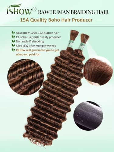 ISHOW Virgin Human Braiding Hair 16 Inch Auburn Brown